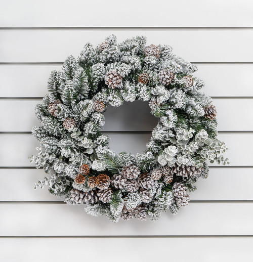 24" Flock Cone/Eucalyptus Wreath from Country Baskets