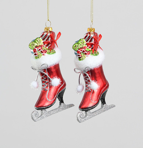 13cm Glass Skate w/Gift Decoration from Country Baskets