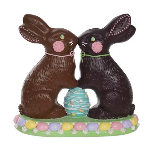 Resin Bunnys Chocolate Brown with Egg 19cm from Country Baskets