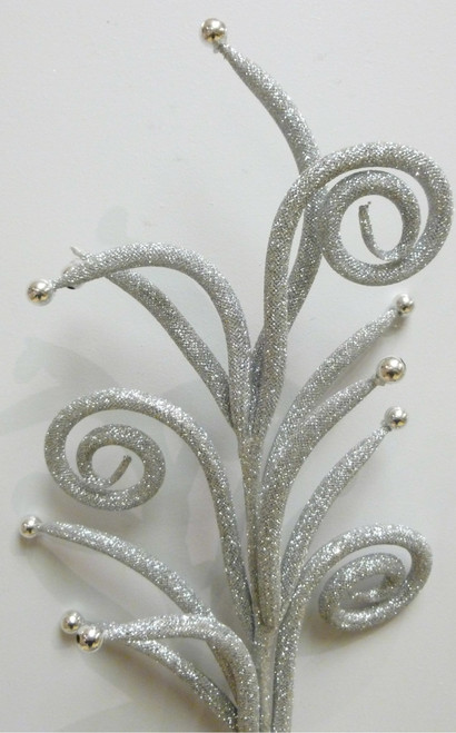 53cm Glitter Swirl Spray Silver