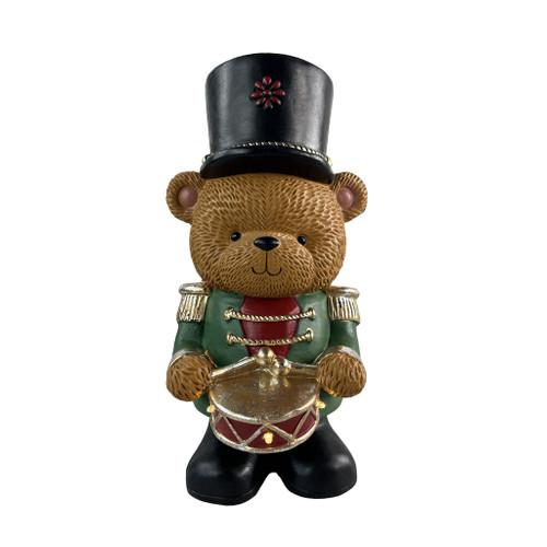 Soldier bear playing a drum 20x18x36cm