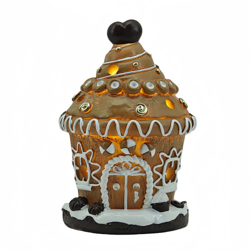 Cupcake gingerbread house warm white LED 8.5x8.5x12.5cm