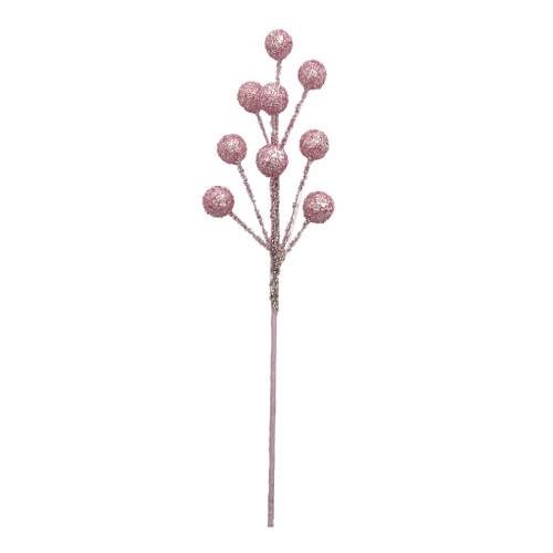 Berry Stem Pink with Glitter 65cm