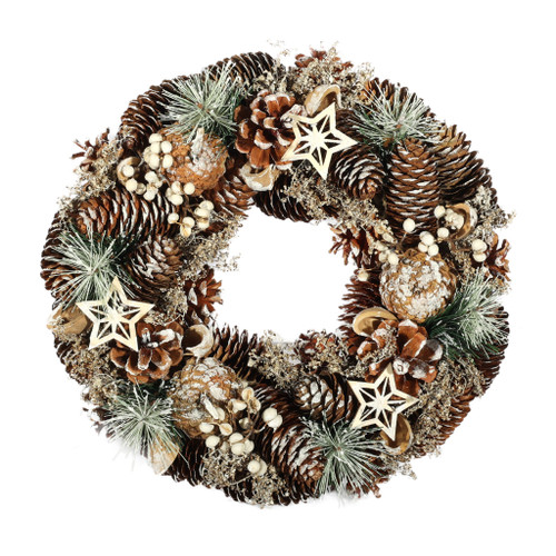 Snowy wreath with acorns and stars 30x30x8cm