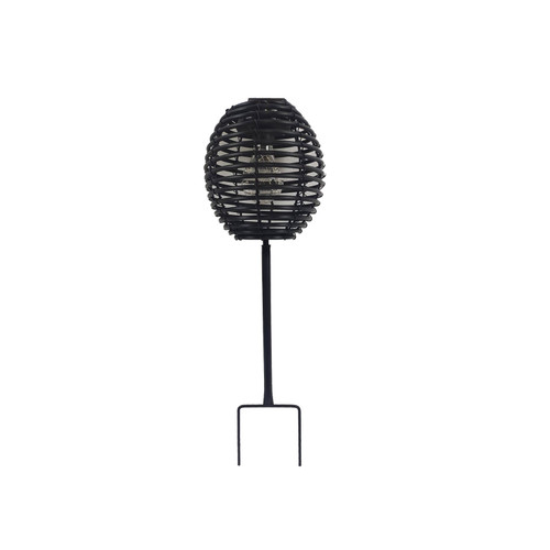 Solar Rattan Lantern on a stake Black D16 x B8 x H53