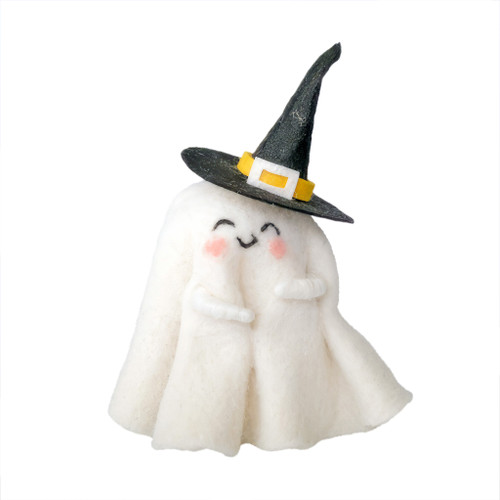 FeltGhost with Witches Hat Hanging Decoration- H13cm