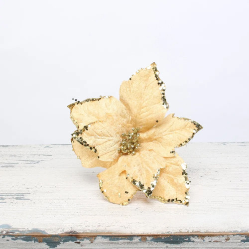 Poinsettia pick sml GOLD