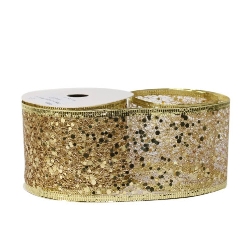 Glitter mesh ribbon 63mm x 10 yards GOLD