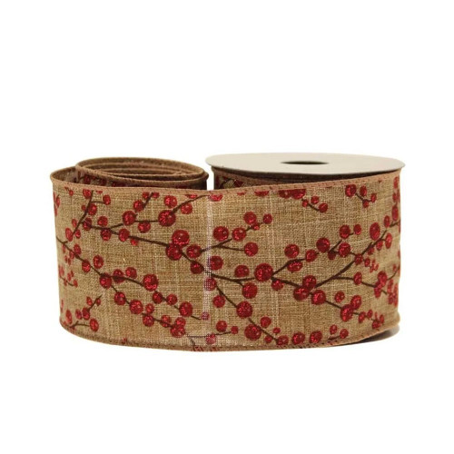 63mm x 10yds Berries Cotton Natural W/Red (6/72) 63mm x 10yds Berries Cotton Natural W/Red (6/72)
