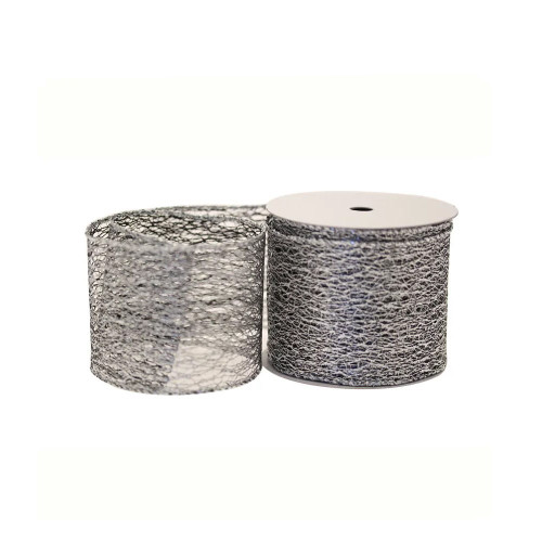 63mm x 10yds Blk/Silver Metallic Webbing  Ribbon (6/72) 63mm x 10yds Blk/Silver Metallic Webbing  Ribbon (6/72)