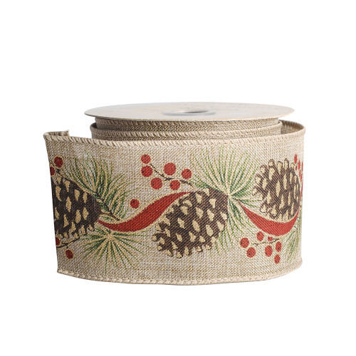 Natural Ribbon with Cones 63mm x 10 yrd Natural Ribbon with Cones 63mm x 10 yrd
