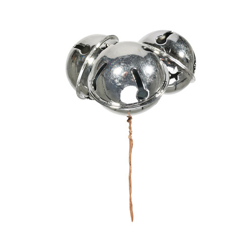 6.5CM Bells on a wire x 3 Silver
