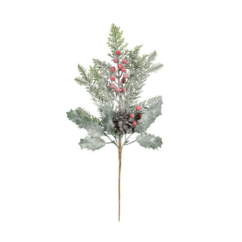 Frosted Foliage, Cone & Red Berry Pick Frosted Foliage, Cone & Red Berry Pick