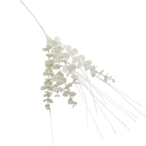 Eucalyptus Stem White with Glitter Strands L55cm