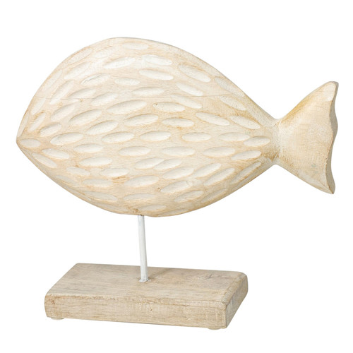 Deco Fish, Mango Wood And Iron, Size: 15X7X22Cm, Color: White Wash