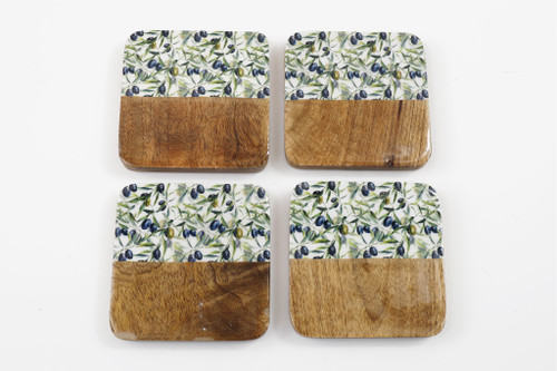S/4 Olive Enamel Coasters
