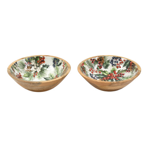 25Cm Xmas Berry Enamel Bowl 2 Asst
