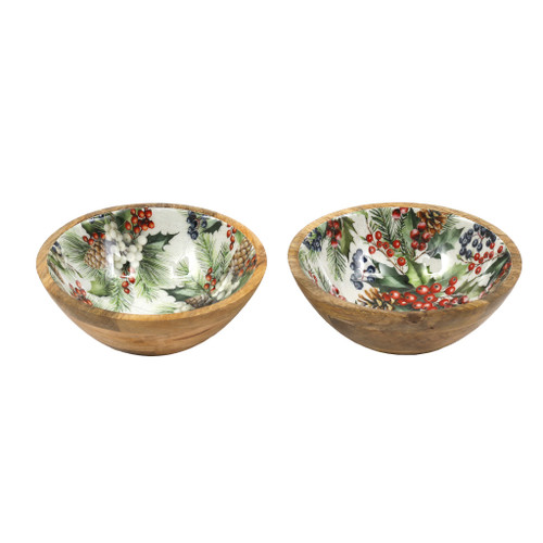 17.5Cm Xmas Berry Enamel Bowl 2 Asst