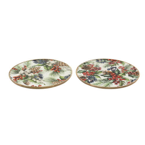 35Cm Xmas Berries Enamel Plate 2 Asst