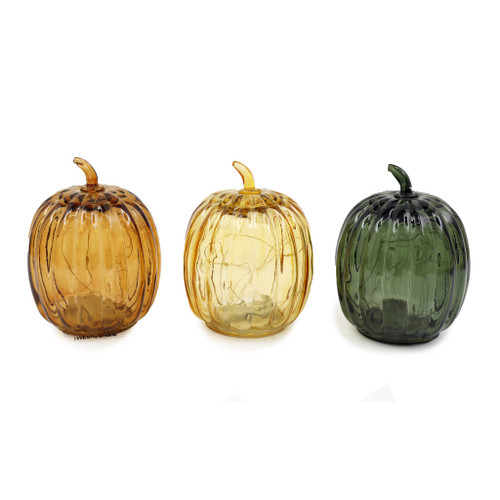 11X14.5Cm Led Pumpkin Deco 3 Asst