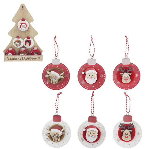 Xmas Baubles 6 Asst On Stand