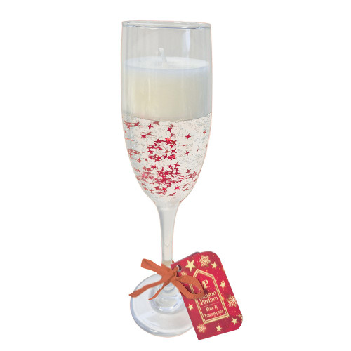 Champagne Glass Gel Candle Red