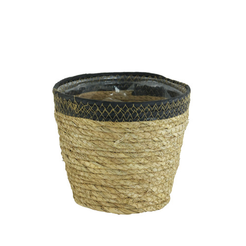 Pot Basket Brown with Black rim Willow Handle