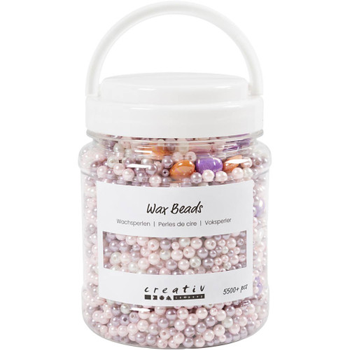 Wax Beads,hole 1.3-2.5 mm 5500 pc,orange, soft rose, lilac, mother of pearl 425g