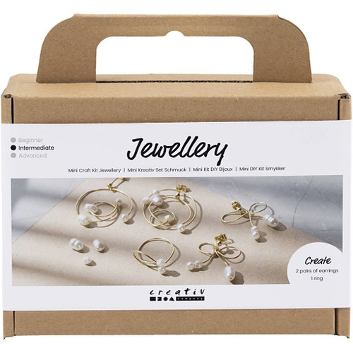 Mini Craft Kit Jewellery, Wire earrings, gold-plated, 1 pack