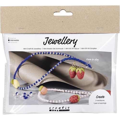 Mini Craft Kit Jewellery, Necklace and earrings, royal blue, 1 pack