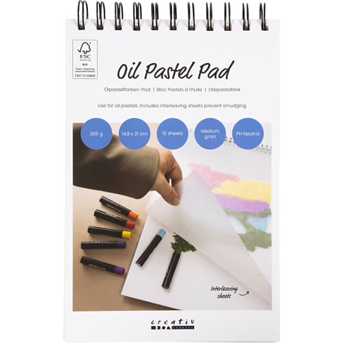 Oil Pastels Pad, A5, sheet 148x210 mm, 300 g, white, 15 sheet 1 pc
