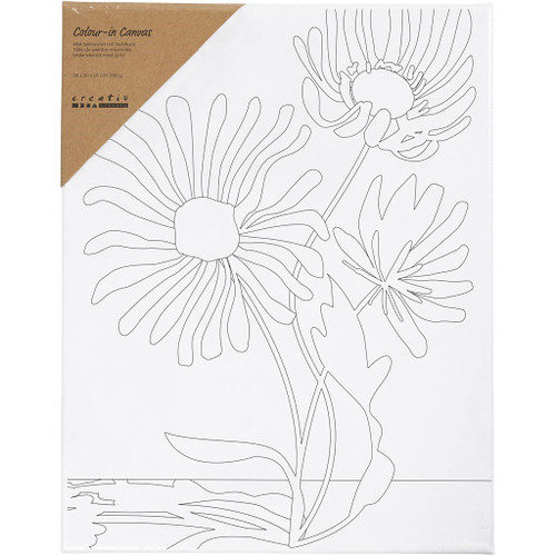 Colour-in Canvas, Large flowers, D. 1,6 cm, size 24x30 cm, 360 g, 1 pc