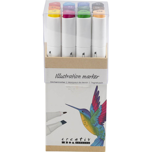 Illustration Marker, line 1+8 mm, standard colours, 12 pc 1 pack