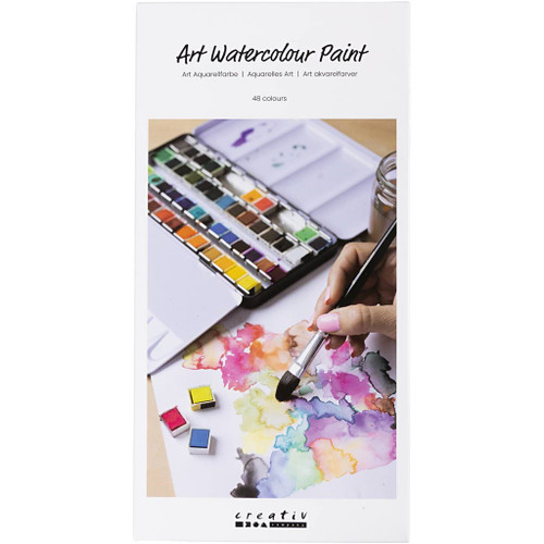Art Watercolour, ½-pan, size 10x15x20 mm, standard colours, 48 colour 1 pack