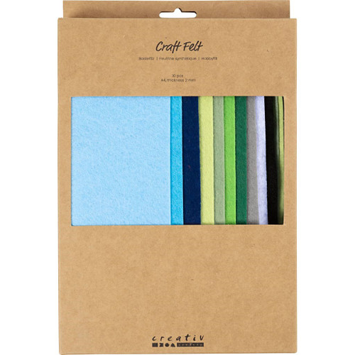 Craft felt, A4, sheet 210x297 mm, thickness 2 mm, bluegreen harmony, 10 pc 1 p