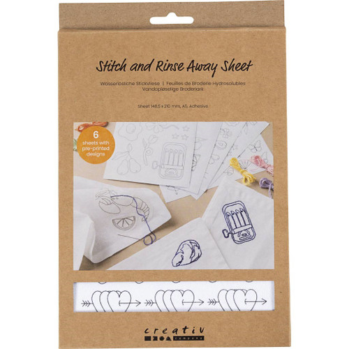Stitch and Rinse Away Sheet, Decorative designs, A5, sheet 148,5x210 mm, 6 sheet