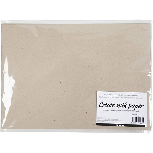 Recycled Paper, A4, sheet 210x297 mm, 100 g, grey brown, 20 sheet 1 pack