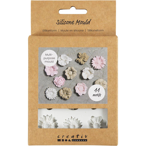 Silicone Mould, Daisies, H: 0,5 cm, L: 2-2,5 cm, 1 pc