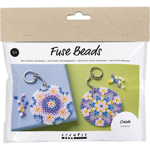 Mini Craft Kit Fuse Beads, Charmsbag decorations, assorted colours, 1 pack