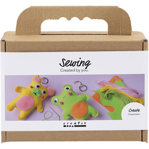 Mini Craft Kit Sewing, Frog and teddy, assorted colours, 1 pack