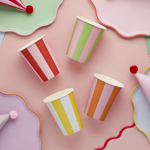 Bright Banquet Striped Paper Cups - Pack of 8
