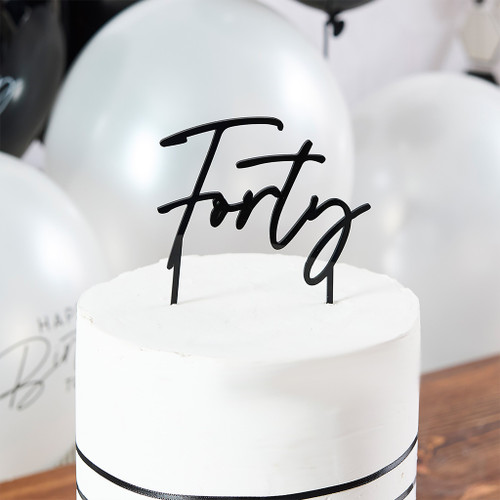 Black 'Forty' Acrylic Cake Topper