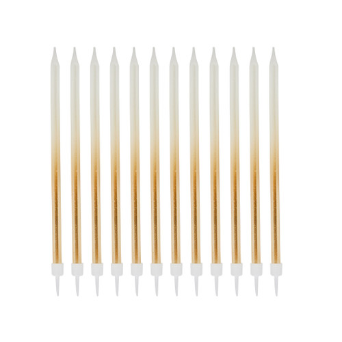 Gold Ombre Tall Skinny Candles - Pack of 12