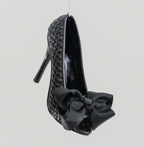10cm Shoe/Bow Decoration Black