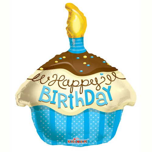 18" Cupcake Blue Foil Balloon