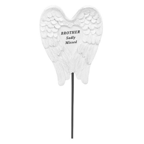 Brother White/Silver Angel Wings Stick 8x6cm