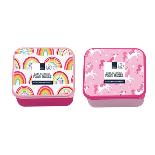 Girls Printed Food Boxes 3pk 2 Assorted