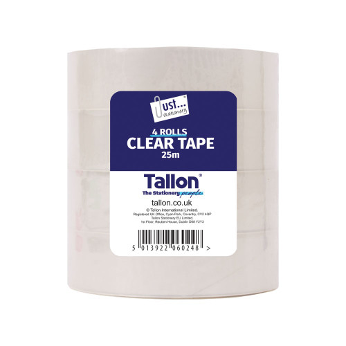 4 by 25m Rolls 24mm Clear Tape
