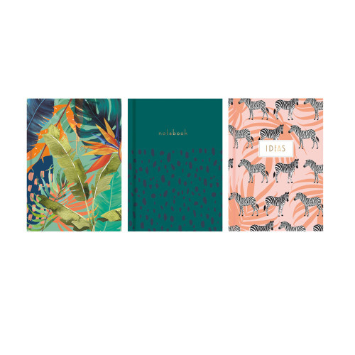 A6 Hardback Notebook Wild Design 3 Assorted