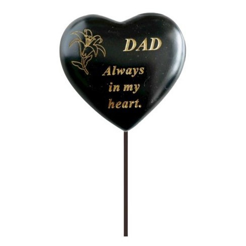 Dad Black Lily Heart Stick 9x8cm